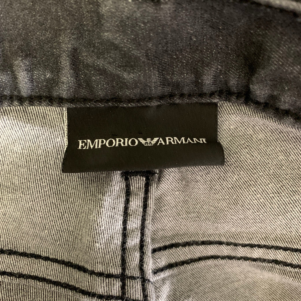 EMPORIO ARMANI Size 34 Black Grey Wash Cotton Elastane Low Rise Casual Pants