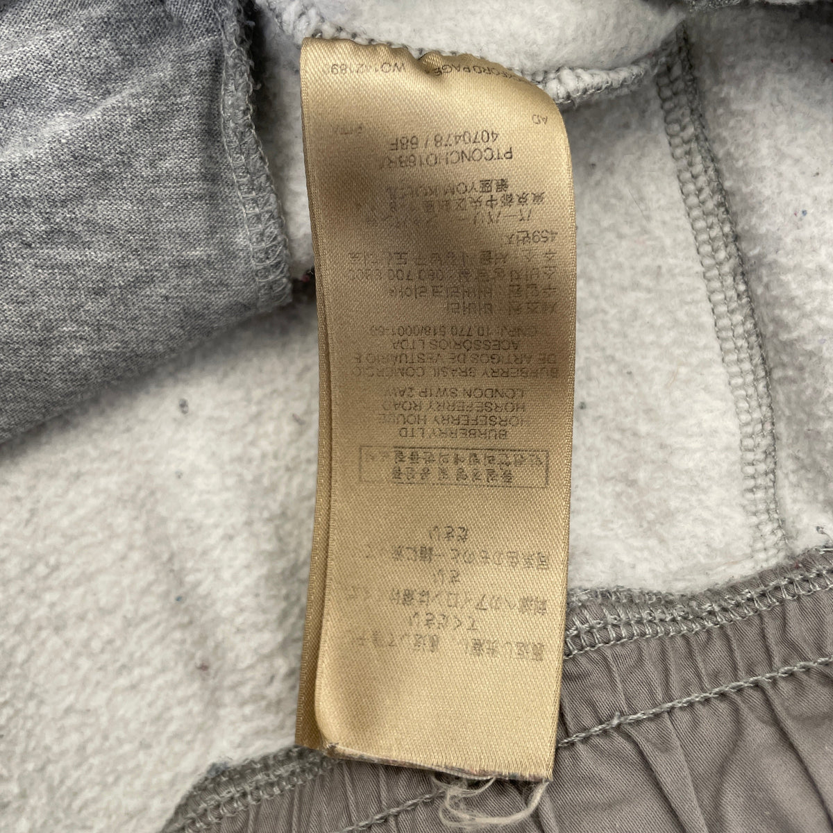BURBERRY/Straight Pants/XL/Cotton/GRY/LEG LOGO