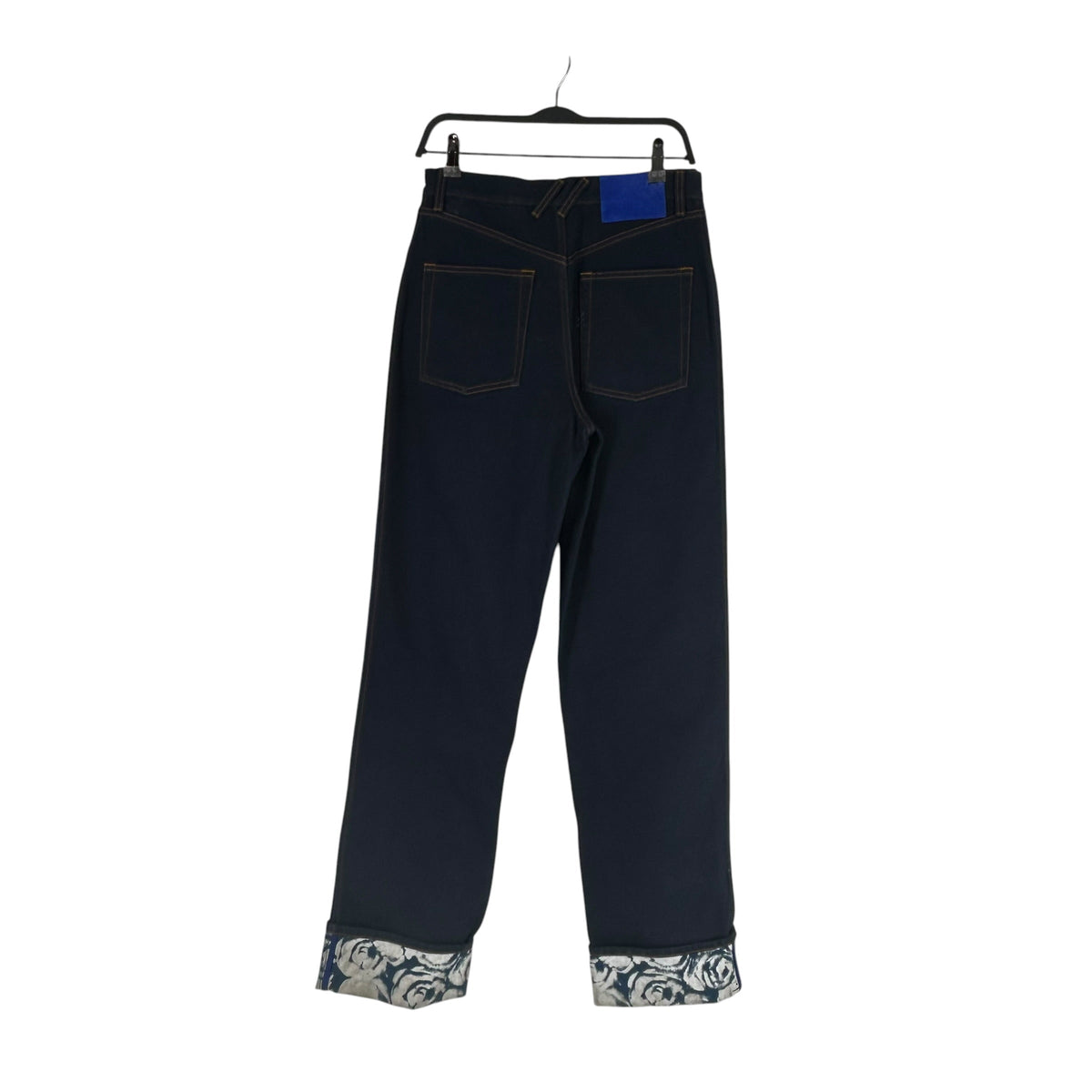 BURBERRY LONDON/Straight Pants/27/Denim/BLU/LOGO PATCH DENIM ROSE