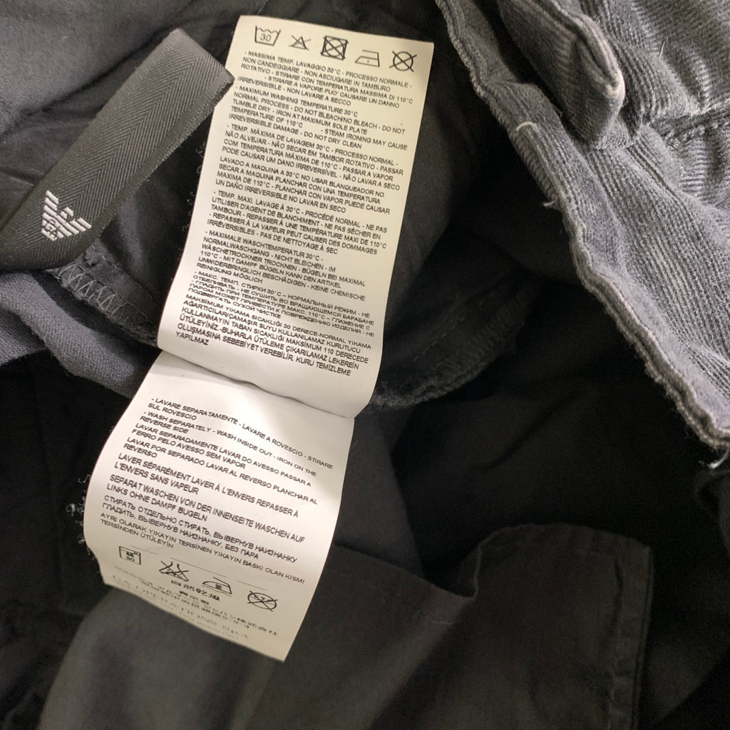 EMPORIO ARMANI Size 34 Grey Charcoal Corduroy Cotton Elastane Casual Pants
