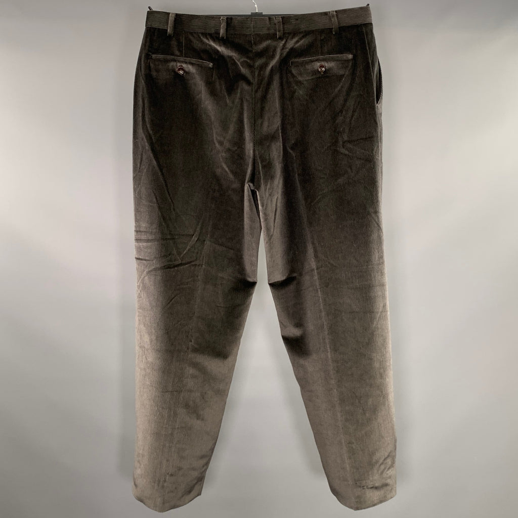 ARMANI COLLEZIONI Size 38 Grey Gunmetal Corduroy Cotton Flat Front Casual Pants