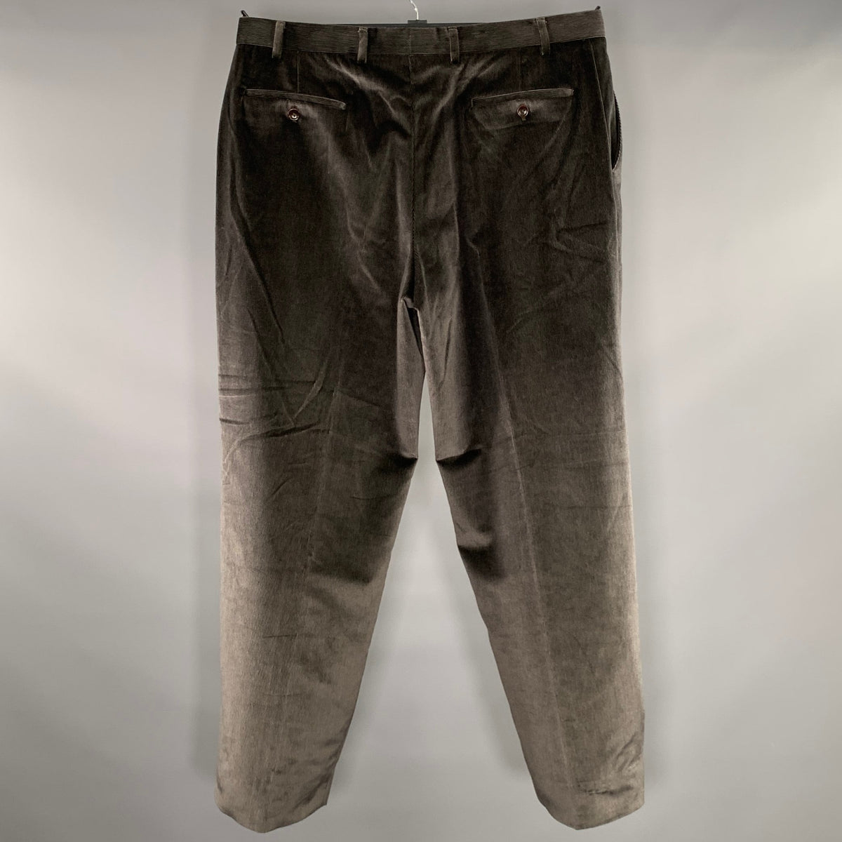 ARMANI COLLEZIONI Size 38 Grey Gunmetal Corduroy Cotton Flat Front Casual Pants