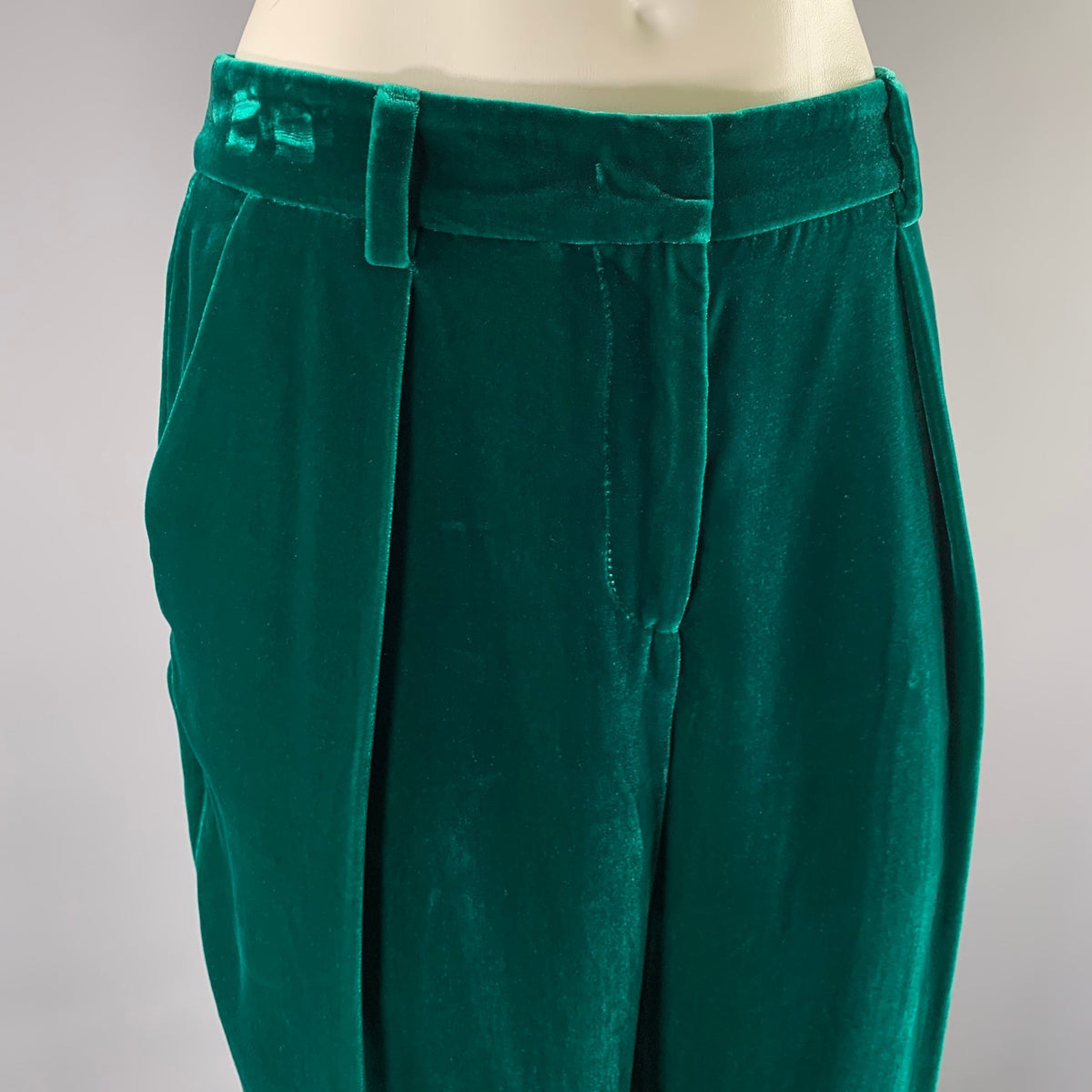 GIORGIO ARMANI Size 6 Green Emerald Velvet Viscose Silk Pants