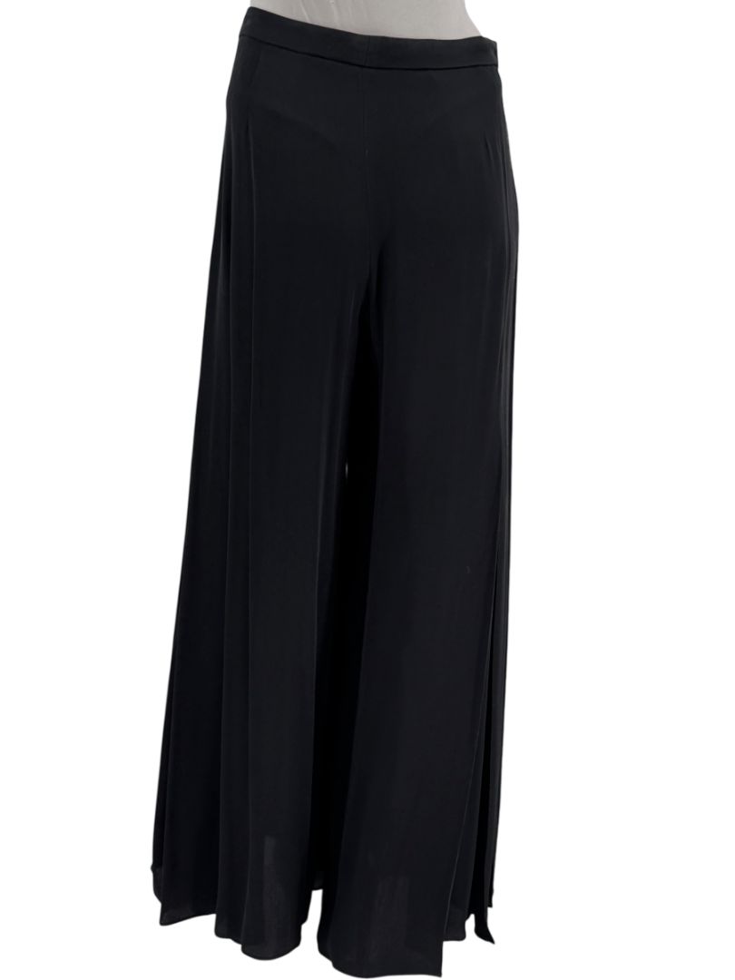 Armani Collezioni Black Silk Blend Wide-Leg Pants – Size 10