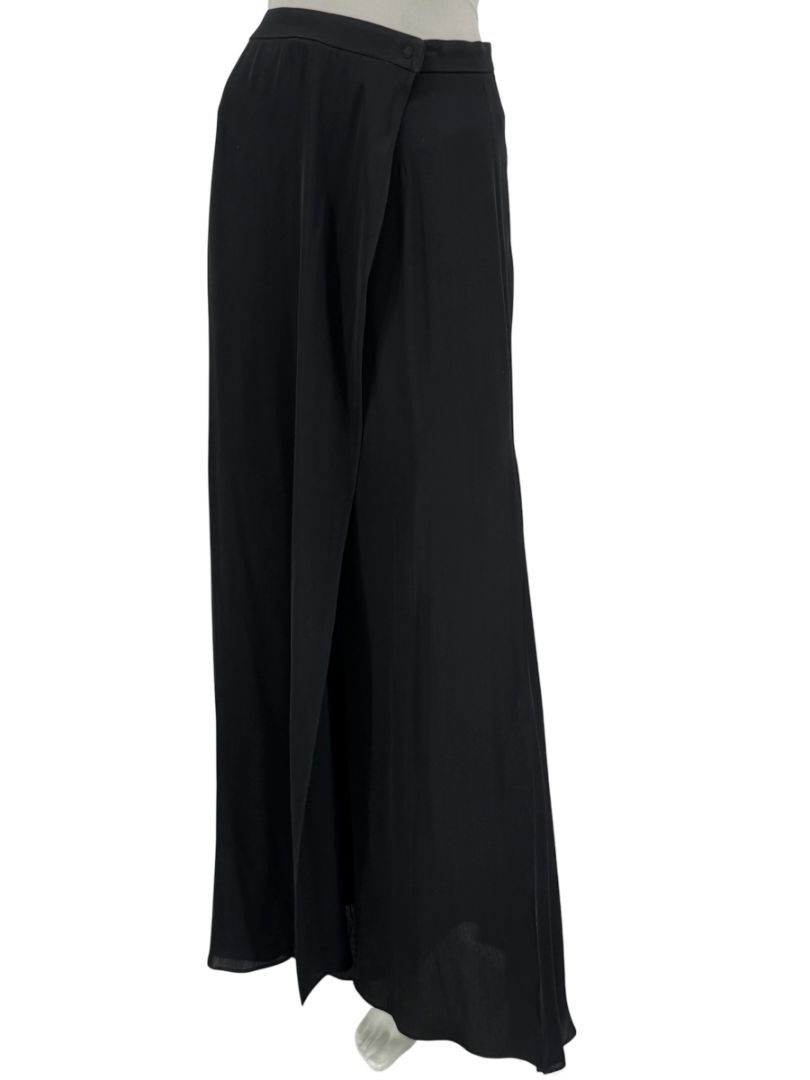 Armani Collezioni Black Silk Blend Wide-Leg Pants – Size 10