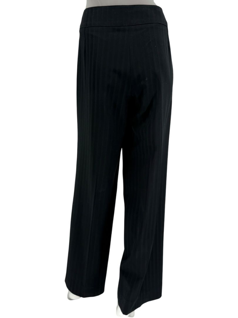 Armani Collezioni Black Pinstripe Wide-Leg Pants – Size 12