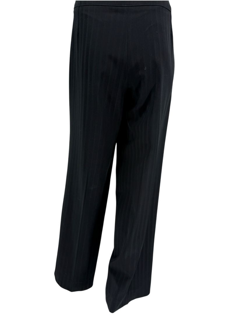 Armani Collezioni Black Pinstripe Wide-Leg Pants – Size 12