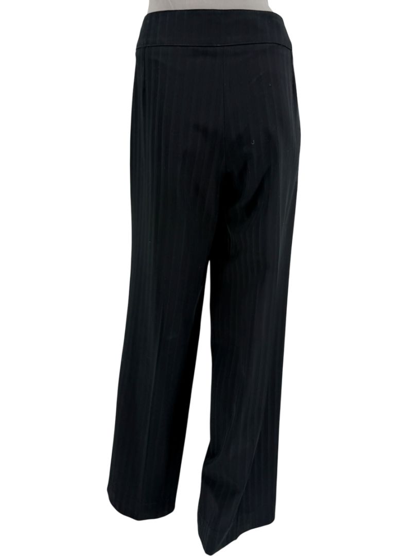 Armani Collezioni Black Pinstripe Wide-Leg Pants – Size 12